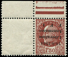 ** TIMBRES DE LIBERATION ANNEMASSE 25a : 1f50 Brun-rouge, Chiffres Maigres, Surcharge RENVERSEE, Cdf, TTB - Befreiung