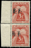 ** TIMBRES DE LIBERATION BORDEAUX 17T : 3f. Rouge-brun, DOUBLE Surcharge, T II Et III Se Tenant, Bdf, TB, Signés Mayer - Liberation