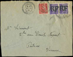 Let TIMBRES DE LIBERATION CURZAY 1 : 60c. Violet, PAIRE + Poste N°412 Obl. Càd 30/9/44 Sur Devant, TB - Befreiung