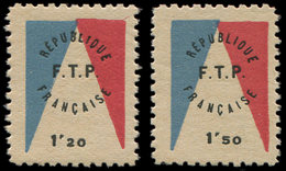 ** TIMBRES DE LIBERATION EVIAN 1/2 : 1f20 Et 1f50 Tricolore, TB, Signés Mayer - Libération