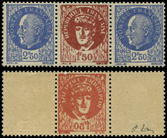 ** TIMBRES DE LIBERATION MARSEILLE 20 : 2f50 Outremer, Triptyque De Gaulle, Impression RECTO-VERSO Du 1f50 Brun-rouge, R - Liberation