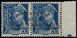 * Spécialités Diverses GUERRE COUDEKERQUE 7 : 50c. Bleu, Mercure, PAIRE Bdf, TB. Br - Guerre (timbres De)