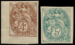 * VARIETES 110/11 Blanc, 4c. Brun-jaune Et 5c. Vert, NON DENTELES, TB - Unused Stamps