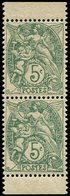 ** VARIETES 111f  Blanc,  5c. Vert, PAIRE Verticale De Carnet, TB - Unused Stamps