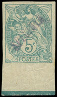 * VARIETES 111   Blanc,  5c. Vert, NON DENTELE Surchargé SPECIMEN En Violet, Bdf, TB. Br - Unused Stamps