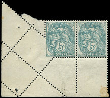 * VARIETES 111c  Blanc,  5c. Vert-bleu, PAIRE Cdf Avec Variété De PIQUAGE, TB - Ungebraucht