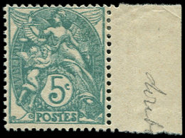 * VARIETES 111Zd Blanc,  5c. Vert-bleu, DOUBLE Impression, Bdf, TB. C, Cote Et N° Maury - Unused Stamps