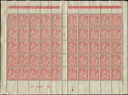 ** VARIETES 112   Mouchon, 10c. Rose, CHIFFRES FONCES, PANNEAU De 50 Bas De Feuille, Très Bon Centrage, Superbe, Cote Cé - Unused Stamps