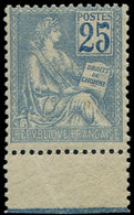 ** VARIETES 114   Mouchon, 25c. Bleu, Nuance Pâle, Chiffres FONCES, Bdf, TB - Neufs