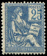 * VARIETES 114a  Mouchon, 25c. Bleu, Chiffres DEPLACES, TB - Neufs