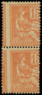 ** VARIETES 117   Mouchon, 15c. Orange, PAIRE, PIQUAGE à CHEVAL, Un Ex. **, TB - Neufs