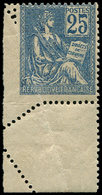 ** VARIETES 118   Mouchon, 25c. Bleu, PIQUAGE OBLIQUE, Petit Cdf, TB - Ungebraucht