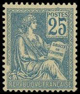 * VARIETES 118   Mouchon, 25c. Bleu, Très Bien Centré Et Petite Variété "manque D'impression", TB - Neufs