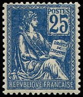 * VARIETES 118   Mouchon, 25c. Bleu, T II, Nuance Bleu TRES Foncé, TB - Unused Stamps