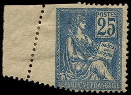 * VARIETES 118   Mouchon, 25c. Bleu, Bdf, Variété De PIQUAGE, Ch. Un Peu Forte, TB - Unused Stamps
