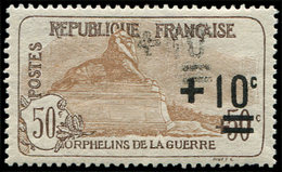 * VARIETES 167   2ème Série Orphelins, +10c. S. 50c. + 50c. Bistre, DOUBLE SURCHARGE (faible), Froissure De Gomme, TB. C - Neufs