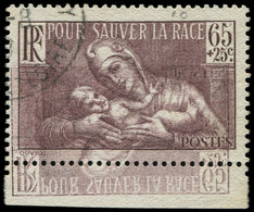 VARIETES 356a  Pour Sauver La Race, 65c. + 25c. Brun-lilas, DOUBLE Impression Dont Une RENVERSEE, Obl., Bdf, 10 Ex. Conn - Neufs