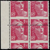 ** VARIETES 712   Gandon,  1f.50 Rose Carminé, PIQUAGE à CHEVAL, BLOC De 4 Bdf, TB - Neufs