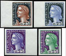 ** VARIETES 1263   Marianne De Decaris, 0,25, 4 Essais De Couleur NON DENTELES, Dont 3 Bdf, TB - Neufs