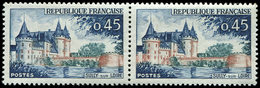 ** VARIETES 1313c  Sully, Château BLEU Tenant à Normal, TB - Neufs