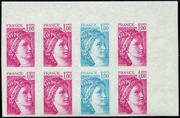 ** ESSAIS DE COULEURS NON DENTELES 1972   Sabine, 1,00, BLOC De 8 ESSAIS De COULEUR NON DENTELES Cdf, TB - Autres & Non Classés