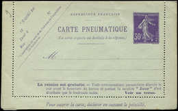 Let ENTIERS POSTAUX Semeuse Camée, 30c. Violet, CLRP Pneu N°K9, TB - Other & Unclassified