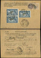 Let LETTRES DU XXe SIECLE N°123 (3) + Timbre Fiscal à 25c. Obl. BOURG-EN-BRESSE 12/3/28 Sur Carte D'Abonnement à La Post - Covers & Documents