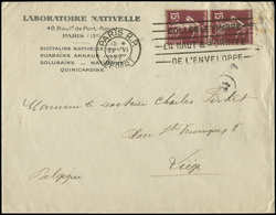 Let LETTRES DU XXe SIECLE N°189 De Roulette, PAIRE Obl. Méc. Paris RP 22/6/27 Sur Env. Du Laboratoire Nativelle Pour La  - Covers & Documents