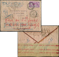 Let LETTRES DU XXe SIECLE N°240 Obl. NICE-GARE 14/5/28 S. Env. Exprès, Bande "Versé Au Service Postal" Au Verso, Mention - Lettres & Documents