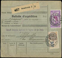 Let LETTRES DU XXe SIECLE N°240 + Timbre Fiscal à 50c. Obl. STRASBOURG 2/1/31 S. Bulletin De Colis Px, TB - Covers & Documents