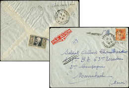 Let LETTRES DU XXe SIECLE N°359 Obl. LYON 31/1/37 Sur Env. FM Par Avion, Arr. MARRAKECH Le 2/1, TB - Lettres & Documents