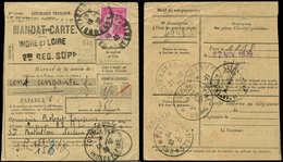 Let LETTRES DU XXe SIECLE N°369 Obl. 18/10/39 Sur Mandat-Carte Payé à Un Militaire Du SP 158, TB - Briefe U. Dokumente