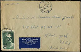 Let LETTRES DU XXe SIECLE N°730 Obl. PARIS 7/11/45 SEUL S. Env. Par Avion Pour Les ETATS-UNIS, TB - Briefe U. Dokumente