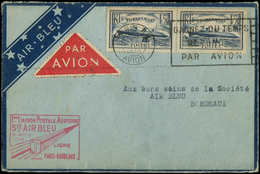 Let Air Bleu N°299 PAIRE Obl. PARIS 10/7/35 Sur Env., Cachet  PARIS-BORDEAUX, TB - Erst- U. Sonderflugbriefe