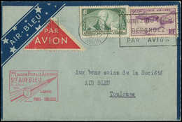 Let Air Bleu N°303 + PA 7 Obl. Càd PARIS 25/7/35 S. Env., Cachet  PARIS-TOULOUSE, TB - Premiers Vols