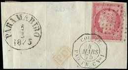 21   80c. Rose Obl. ANCRE Et Càd Octog. COL.FR PAQ. FR.C N°1 4/3/75 S. Fragt Avec Càd PARAMARIBO 5/3, RR Et TB - Other & Unclassified