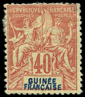 * GUINEE 7a : 40c. Rouge-orange, DOUBLE Légende, Défx, B/TB - Sonstige & Ohne Zuordnung