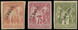 * GUYANE 13/15 : Sage De 1892, 40c., 75c. Et 1f., N°15 (*), TB - Autres & Non Classés