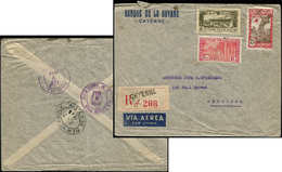 Let GUYANE 116 + 146 + PA 17 Annulés Au Stylo Sur Env. Rec. Par Avion, Arr. NEW-YORK Le 2/7/46, TB - Other & Unclassified