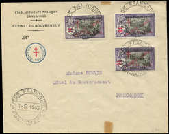 Let INDE 195/97 : Obl. PONDICHERY 8/5/45 Sur Env. Avec Cachet Bicolore FRANCE TOUJOURS, TB - Autres & Non Classés