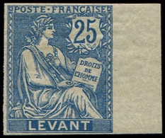 * LEVANT 24a : 25c. Bleu, NON DENTELE Bdf, TB - Other & Unclassified