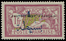 * MAROC 51c : 1p. S. 1f. Lie De Vin Et Olive, DOUBLE Surch. F Dont Une RENVERSEE, TB - Other & Unclassified