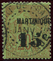 MARTINIQUE 5 : 15c. Sur 20c. Brique Sur Vert, Obl., TB - Autres & Non Classés