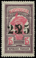 * MARTINIQUE 85 : 25 S. 15c. Violet Et Rose, DOUBLE Surcharge Avec Chiffres ESPACES, TB - Autres & Non Classés