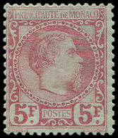 * MONACO 10 : 5f. Carmin Sur Vert, Charles III, Infime Ch., Frais Et TTB. C - Used Stamps