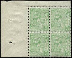 ** MONACO 22b : 5c. Vert-jaune, GRANDE OREILLE Dans Un BLOC De 4 Cdf, TB - Used Stamps