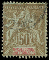 NOUVELLE CALEDONIE 63 : 50c. Bistre Et Rouge Sur Azuré, Obl., TB - Unused Stamps