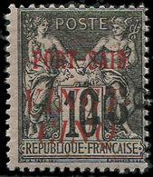 ** PORT-SAID 19C : 25c. I Et VINGT CINQ III S. 10c. Noir S. Lilas, Timbre RR, TTB, N° Cérès, Signé Calves - Other & Unclassified