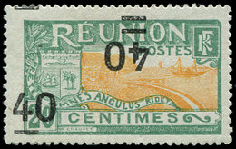 * REUNION 97b : 40 Sur 20c. Vert Et Orange, DOUBLE Surch. Dont Une RENVERSEE, TB - Other & Unclassified