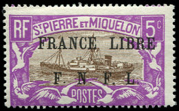 * SAINT PIERRE ET MIQUELON 236 : 5c. Violet Et Brun, FRANCE LIBRE, TB. C - Ungebraucht